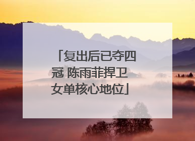 复出后已夺四冠 陈雨菲捍卫女单核心地位